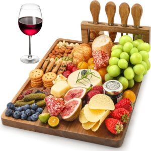 Easoger Acacia Cheese Tray and Magnetic Knife Holder - Image 1